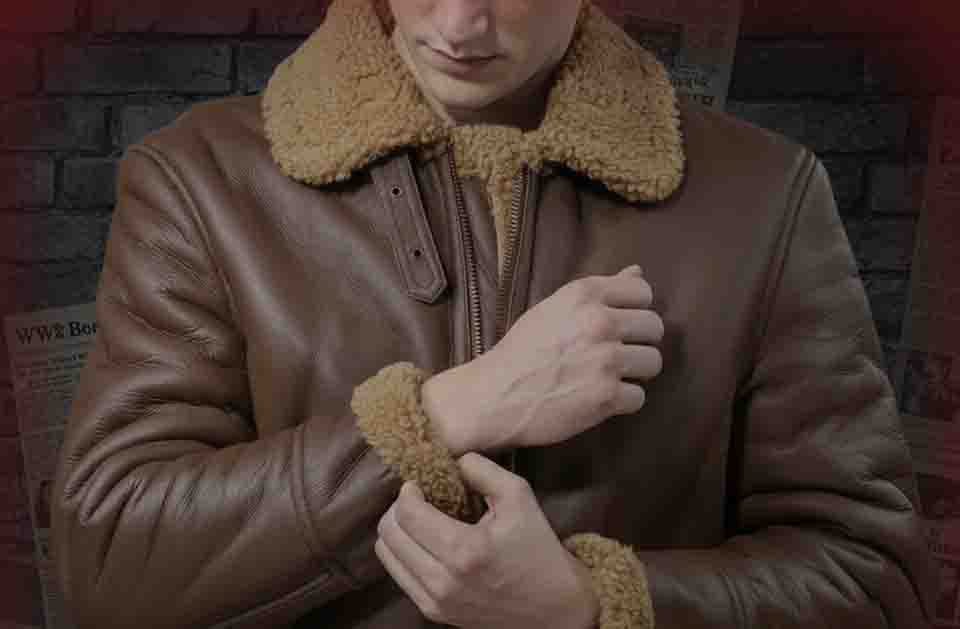 Brown Leather Shearling WW2 Bomber Jacket - MovieStarJacket