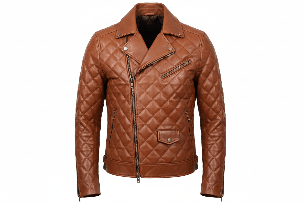Men's Diamond Quilted Leather Jacket in Brown Color - MovieStarJacket