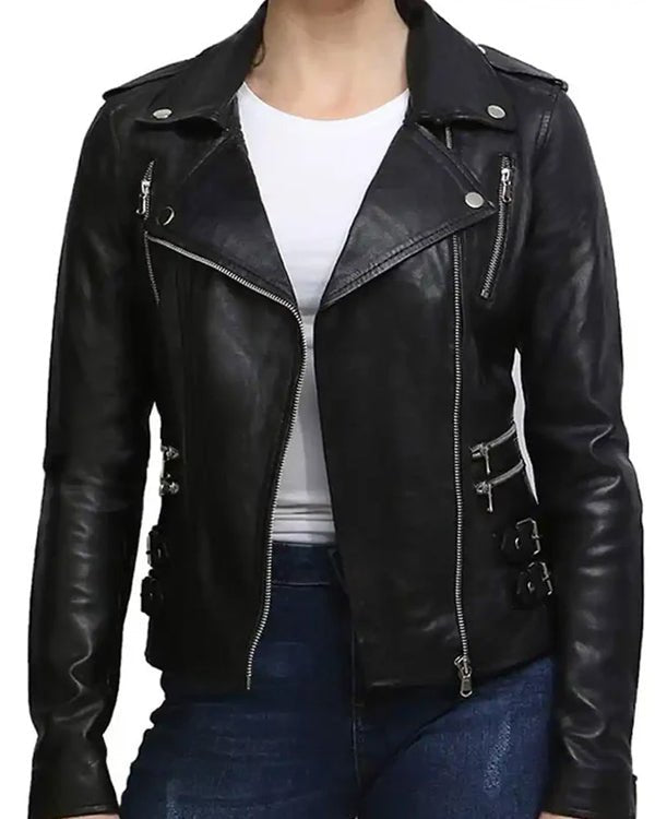 Cropped Leather Jacket Womens