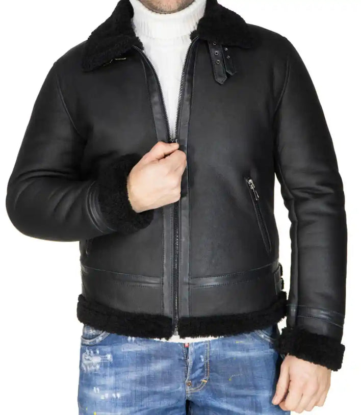 Mens Sheepskin Flight Bomber B6 Flying Jacket - MovieStarJacket