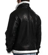 Mens Aviator Black Leather Jacket With Hood - MovieStarJacket