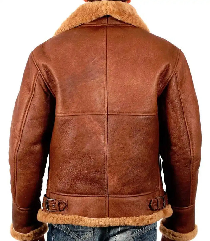 Mens Sheepskin B3 Aviator Bomber Leather Jacket - MovieStarJacket