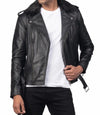 Mens Fur Collar Modern Streetwear Biker Leather Jacket - MovieStarJacket