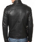 Mens Black Lambskin Mobster Leather Jacket - MovieStarJacket