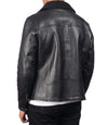 Mens Black Sheepskin Shearling Biker Leather Jacket - MovieStarJacket