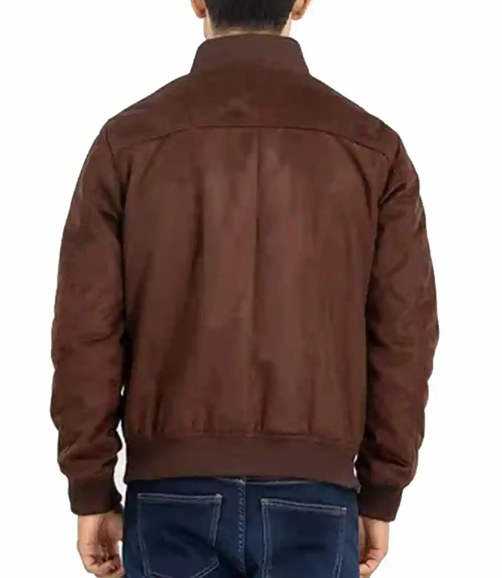 Mens Brown Suede Leather Bomber Jacket - MovieStarJacket