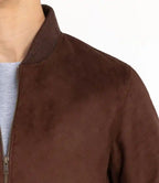 Mens Brown Suede Leather Bomber Jacket - MovieStarJacket