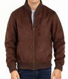 Mens Brown Suede Leather Bomber Jacket - MovieStarJacket