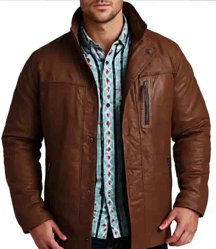 Mens Cowboy Brown Ranch Leather Jacket - MovieStarJacket