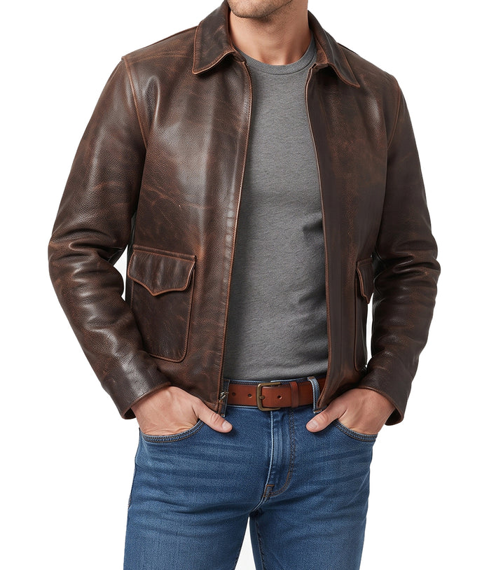 Distressed Brown Indiana Jones Leather Jacket