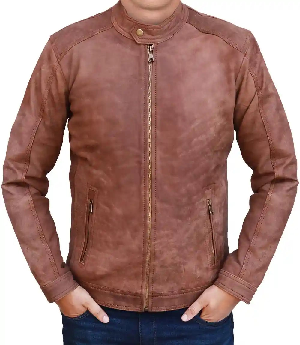 Brown Suede Moto Jacket Vintage for Sale

