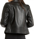 Black leather jacket on a white background