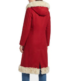 Luxury Red Christmas Coat For Women with Golden Scrollwork