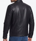 Mens 70s Vintage Black Moto Leather Jacket
