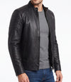 Mens 70s Vintage Black Moto Leather Jacket
