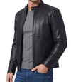 Mens 70s Vintage Black Moto Leather Jacket