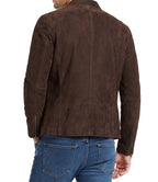 Mens Brown Genuine Suede Modern Moto Leather Jacket