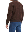 Mens Brown Suede Designer 70s Bomber Jacket