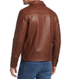 Mens Chocolate Brown Trucker Leather Jacket