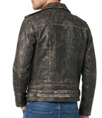 Mens Distressed Brown Motorcycle Leather Jacket