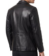 Mens Genuine Lambskin Black Leather Blazer Coat