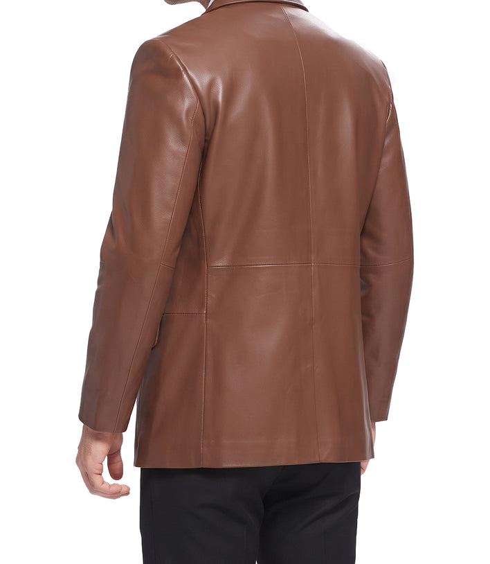 Mens Genuine Leather Brown Lambskin Blazer Coat