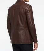 Mens Lambskin Leather Long Jacket Brown Coat