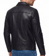 Mens Lambskin Padded Black Moto Leather Jacket