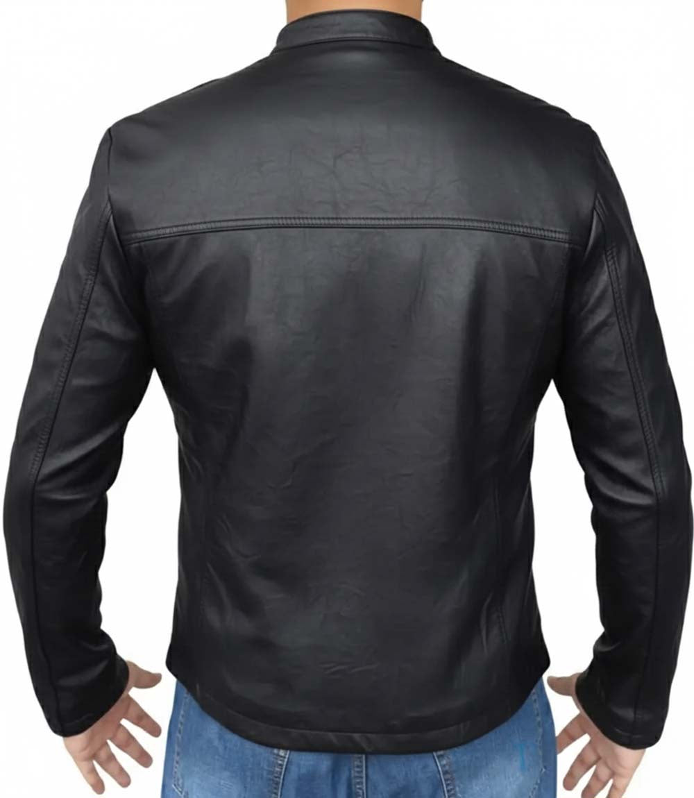 Mens Modern Wrinkled Lambskin Black Leather Jacket - MovieStarJacket