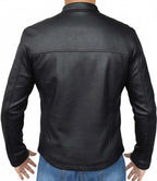 Mens Modern Wrinkled Lambskin Black Leather Jacket - MovieStarJacket