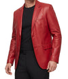 Mens Red Lambskin Leather Blazer Jacket Coat