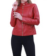 Slim Fit Leather Jacket Red