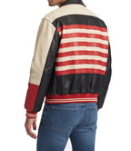 Unisex USA Patriotic Bomber Leather Jacket