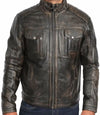Mens Retro Distressed Brown Biker Leather Jacket - MovieStarJacket