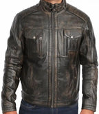 Mens Retro Distressed Brown Biker Leather Jacket - MovieStarJacket