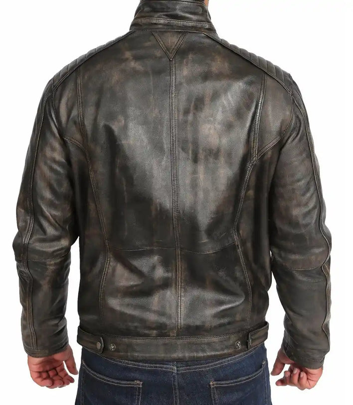 Mens Retro Distressed Brown Biker Leather Jacket - MovieStarJacket