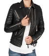 Womens Petite Black Quilted Leather Jacket - MovieStarJacket