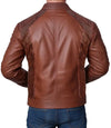 Distressed Brown Perforated Cafe Racer Leather Jacket - MovieStarJacket