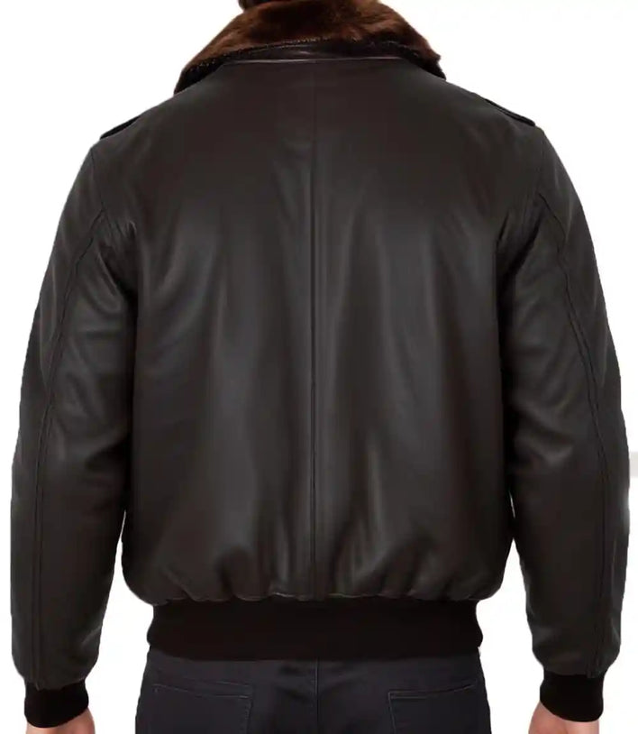 Mens Brown Flight Bomber Genuine Leather Jacket - MovieStarJacket
