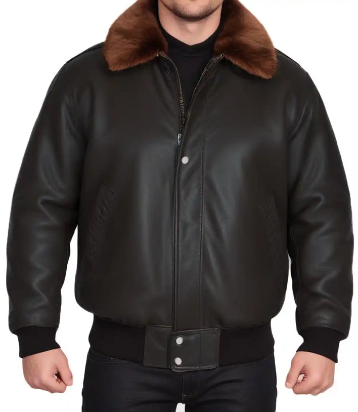 Mens Brown Flight Bomber Genuine Leather Jacket - MovieStarJacket