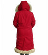 Luxury Red Christmas Coat For Women with Golden Scrollwork - MovieStarJacket
