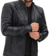 Mens 70s Vintage Black Moto Leather Jacket - MovieStarJacket