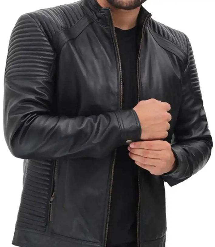 Mens 70s Vintage Black Moto Leather Jacket - MovieStarJacket