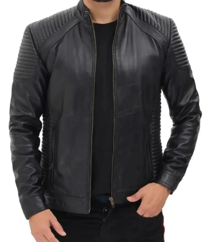 Mens 70s Vintage Black Moto Leather Jacket - MovieStarJacket
