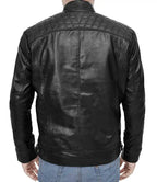Mens Black Biker Cropped Leather Moto Jacket - MovieStarJacket