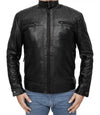Mens Black Biker Cropped Leather Moto Jacket - MovieStarJacket