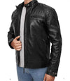Mens Black Biker Cropped Leather Moto Jacket - MovieStarJacket