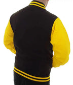 Mens Bomber Black and Yellow Letterman Jacket - MovieStarJacket