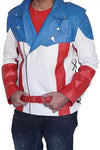 Mens Tricolor Motorcycle American Flag Leather Jacket - MovieStarJacket