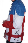 Mens Tricolor Motorcycle American Flag Leather Jacket - MovieStarJacket